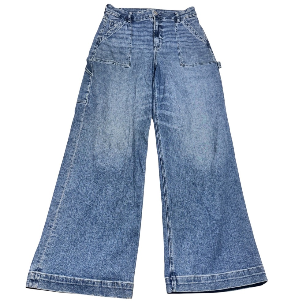 American Eagle Curvy Super High-Rise Baggy Wide Leg Carpenter Jeans Blue Size 10